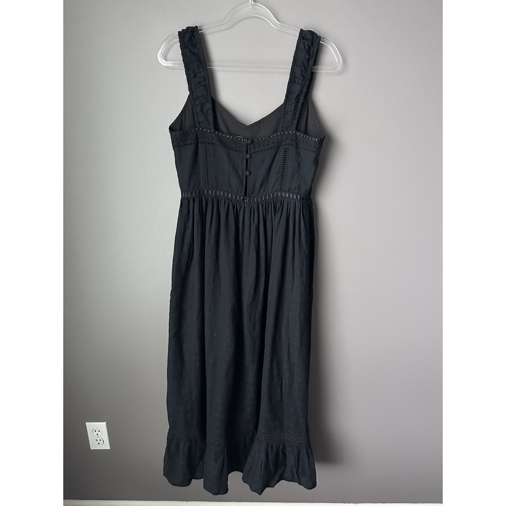 Reclaimed Vintage Prairie Cami Midi Dress Size 8 Black Goth Cottage Romantic - Picture 7 of 11